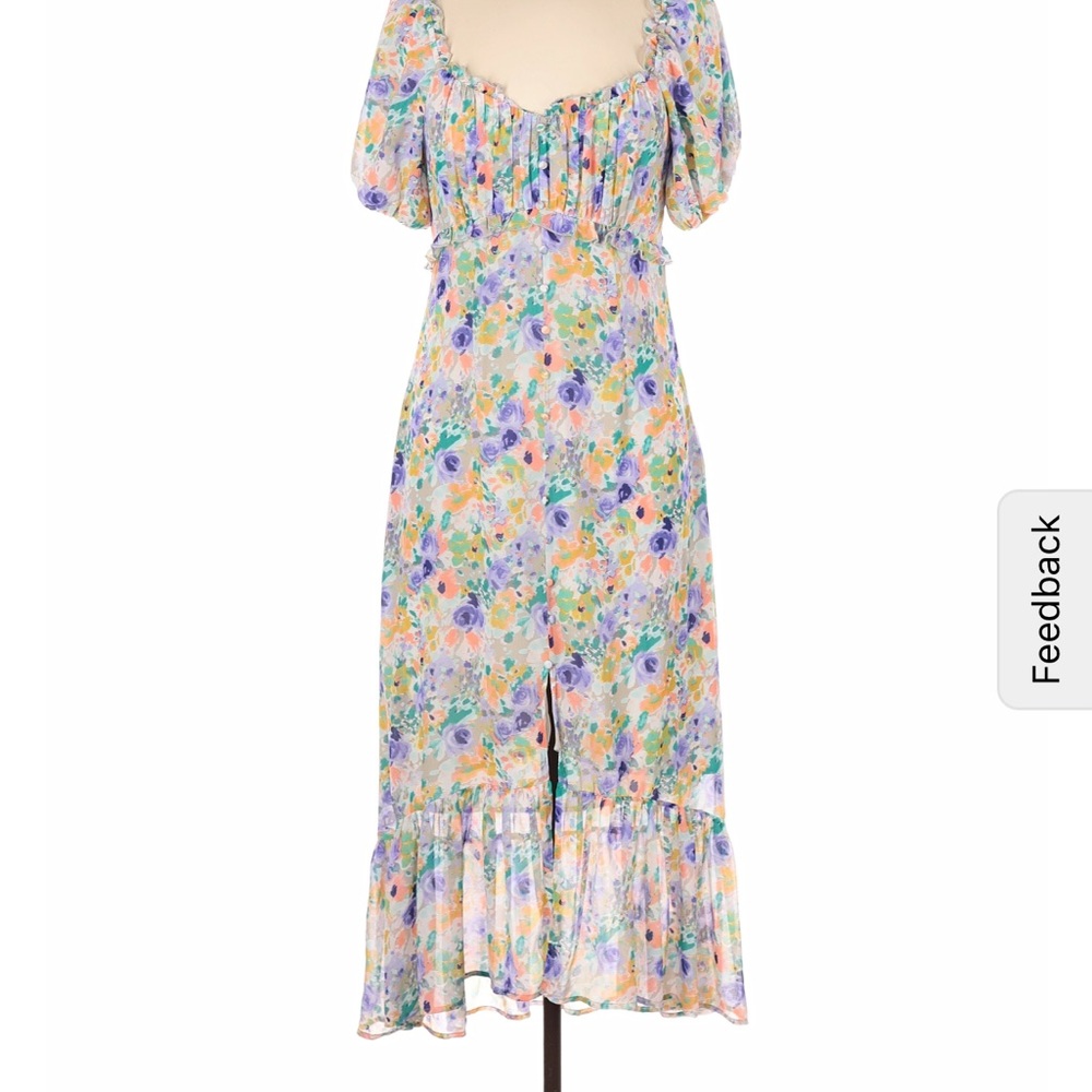 ASTR the Label Floral Midi Dress with Ruffle Hem